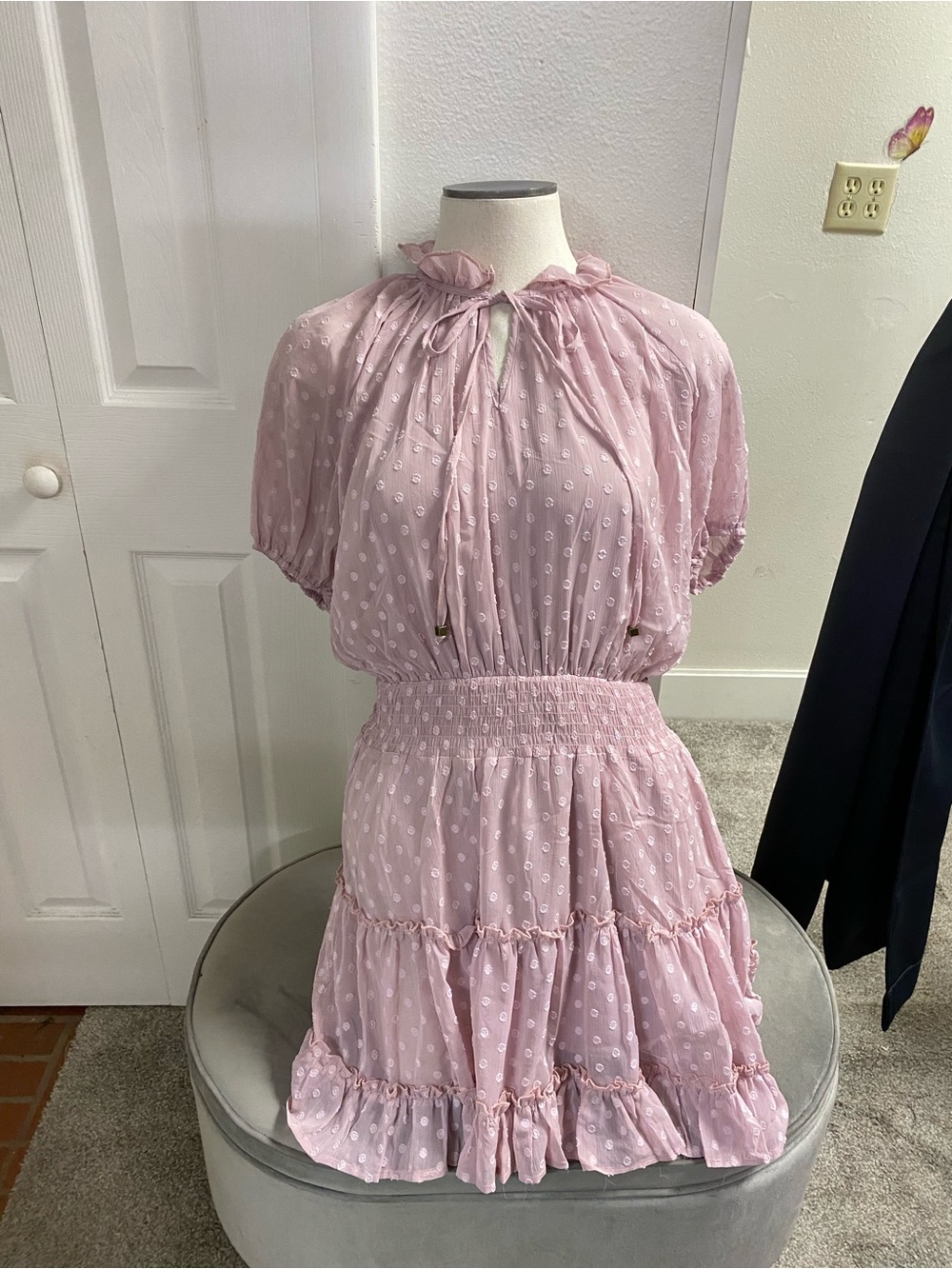 Twenty Dusty Pink Ruffle-Tier Midi Dress